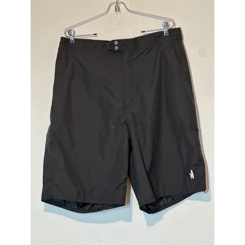 Johnnie-O Mens Black Performance Lined Shorts XXL Elastic Waist Side Zip Hem
